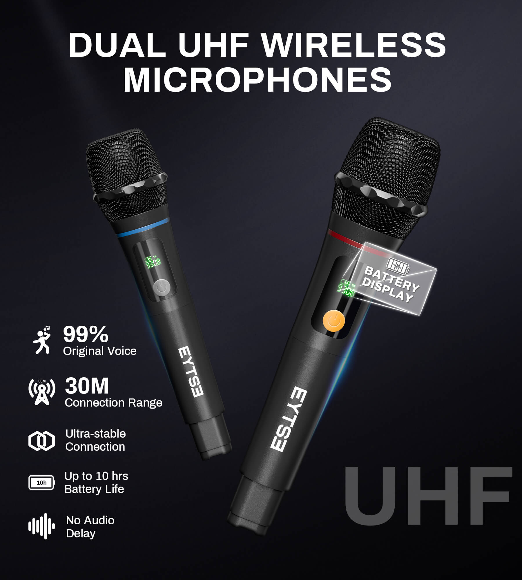 Eytse LK30 Karaoke Machine with 2 Wireless Microphones, Portable Big BT Party Speaker with 250W Peak Power