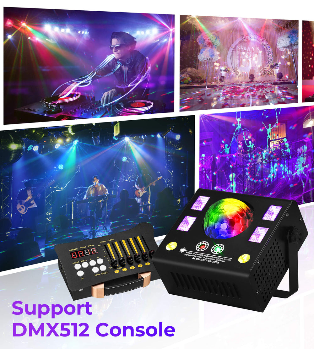 Eytse EY001-L LED Effect Light 4 in 1 with Magic Ball, Red Green Patterns, Strobe Lights and UV Light