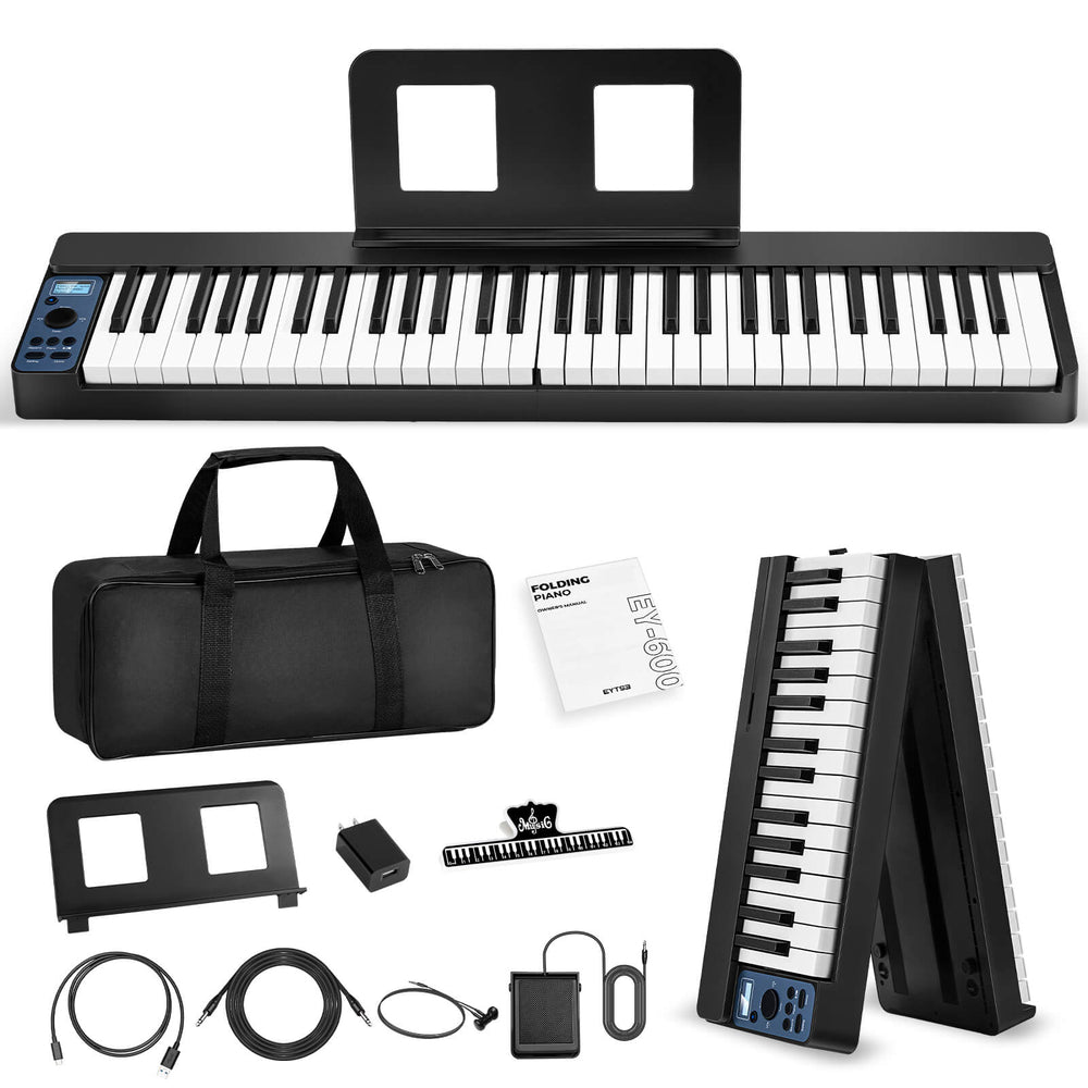 Eytse EY600 61 Key Folding Piano Keyboard, Semi-Weighted Key Folding Piano