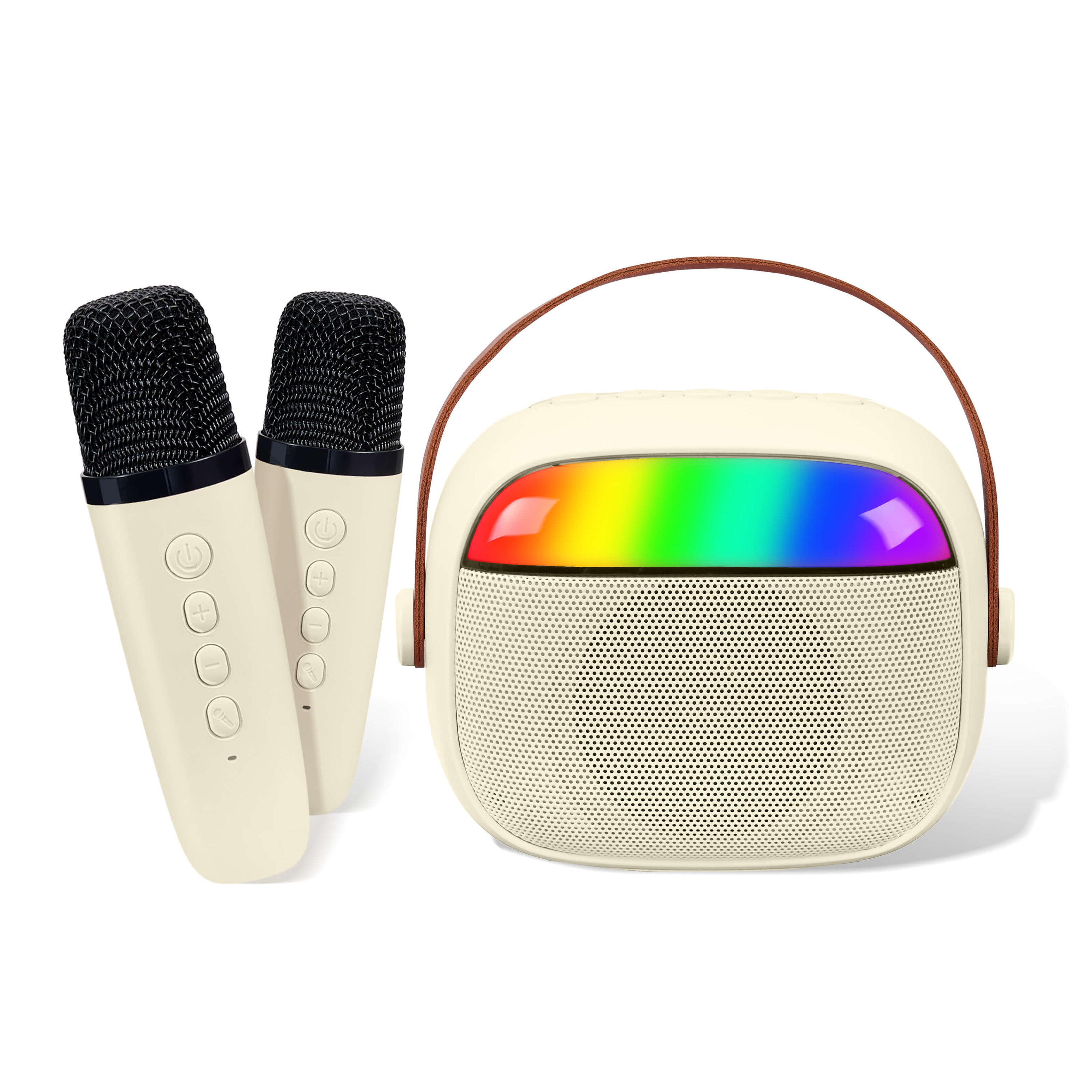 Eytse K30 Mini Karaoke Machine Portable Karaoke Singing Speaker with 2 Wireless Microphones White