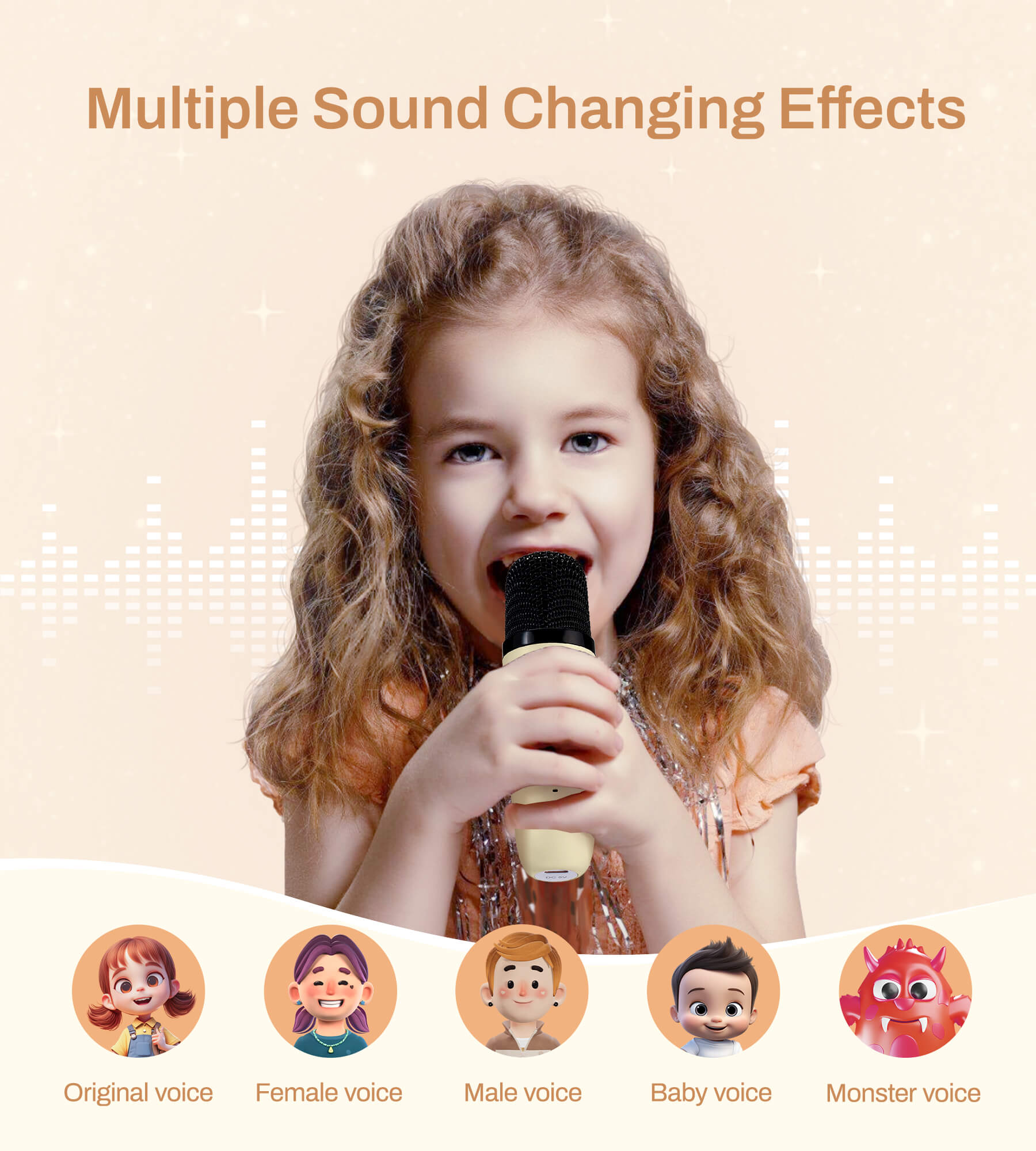 Eytse K30 Mini Karaoke Machine Portable Karaoke Singing Speaker with 2 Wireless Microphones White