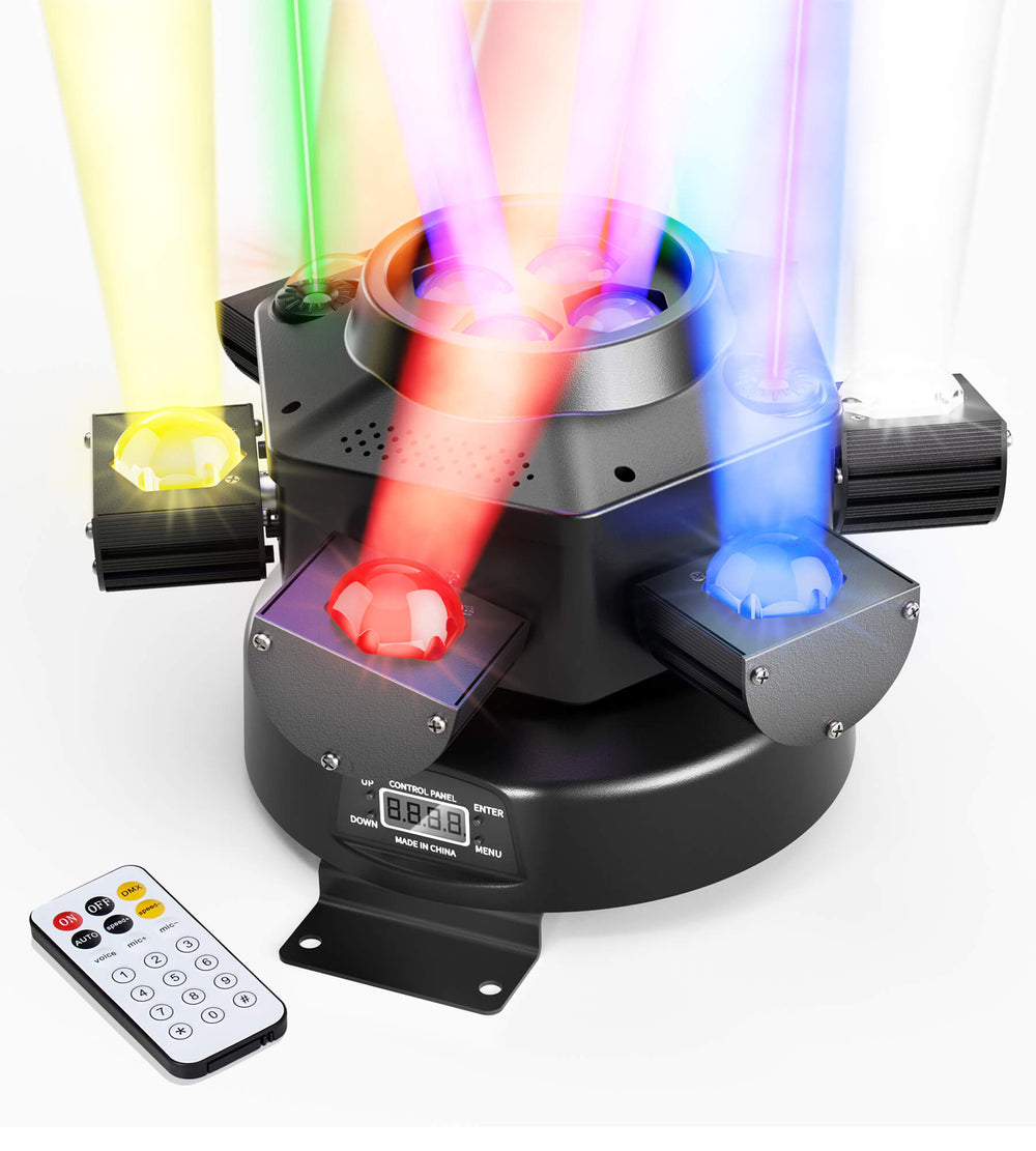 Eytse WRML07 Moving Head DJ Lights, 150W RGBW 4-in-1 LED 6 Arms Disco Stage Light with Mixed Lighting Effects