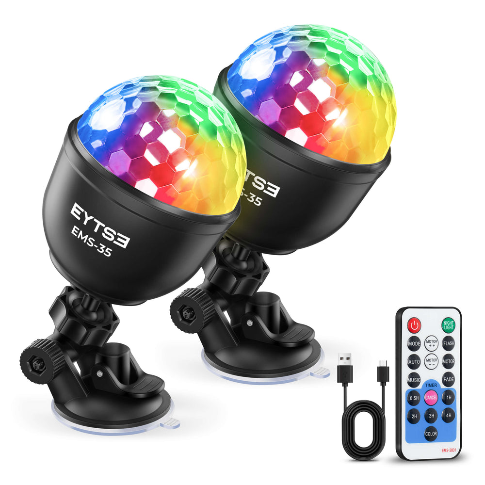 Eytse EMS-35 Mini Disco Ball Lights for Party, Rechargeable Sound Activated Night Light 2 Pack