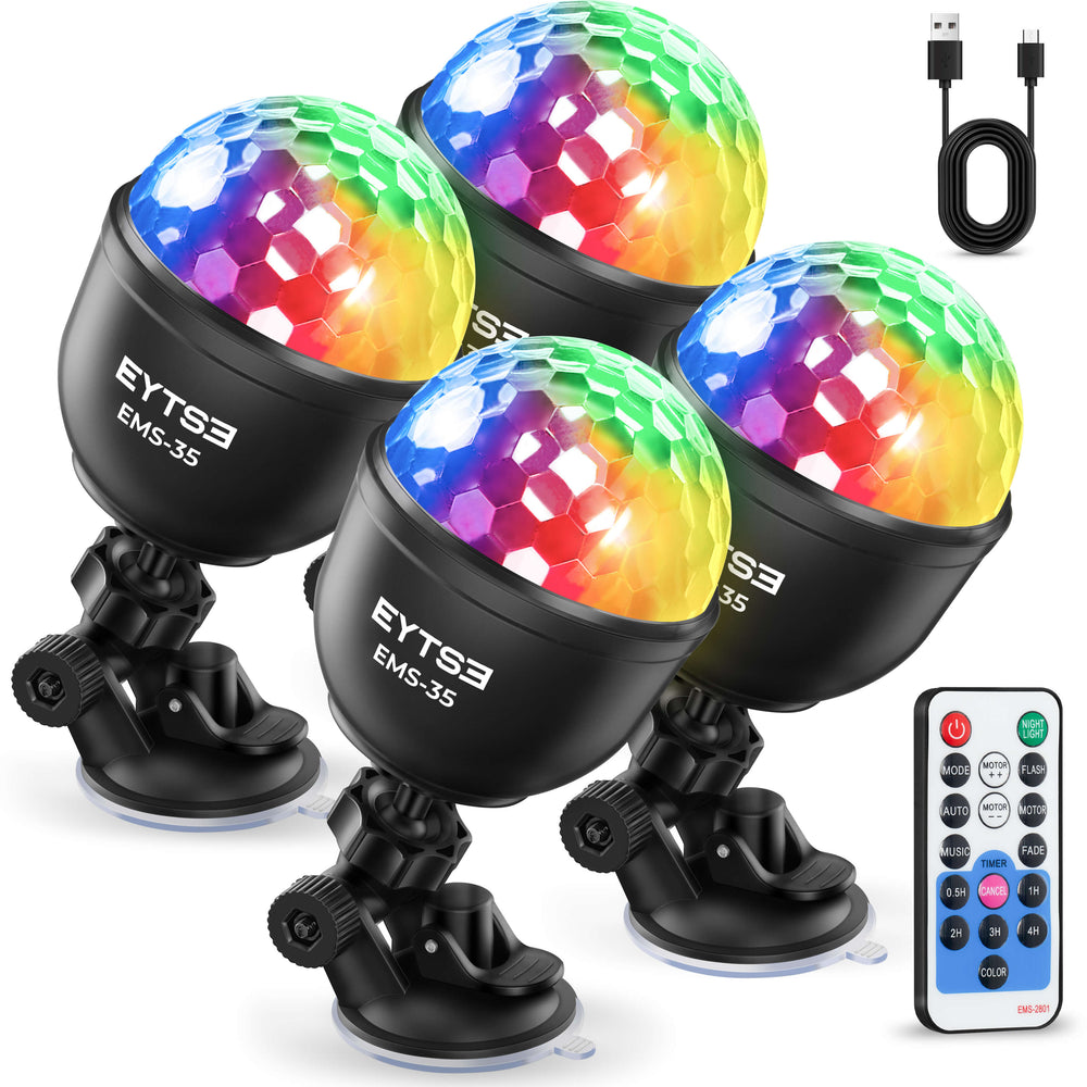 Eytse EMS-35 Mini Disco Ball Lights for Party, Rechargeable Sound Activated Night Light 4 Pack