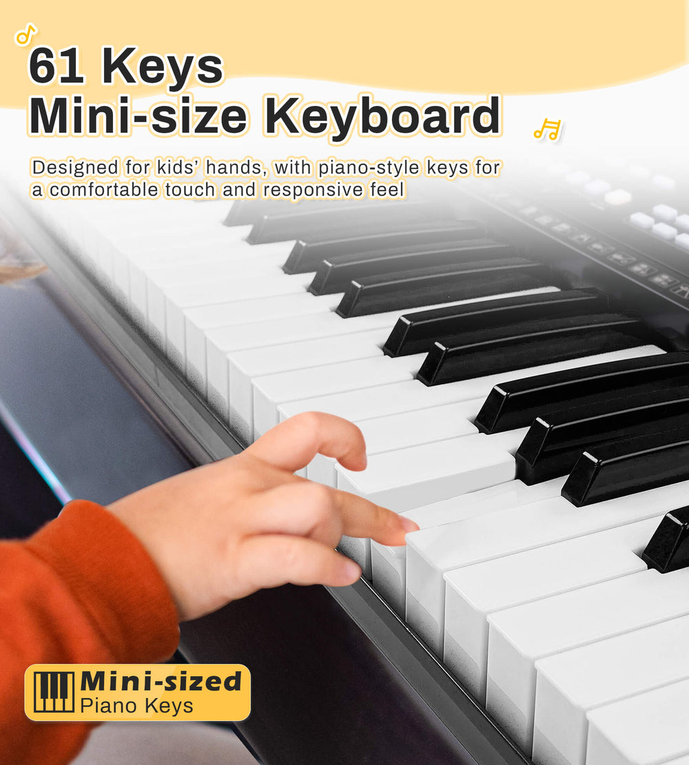 Eytse EY100 61 Key Keyboard Piano, Beginners Electric Piano Keyboard with 350 Tones, 350 Rhythms, 30 Demos, 3 Teaching Modes Black