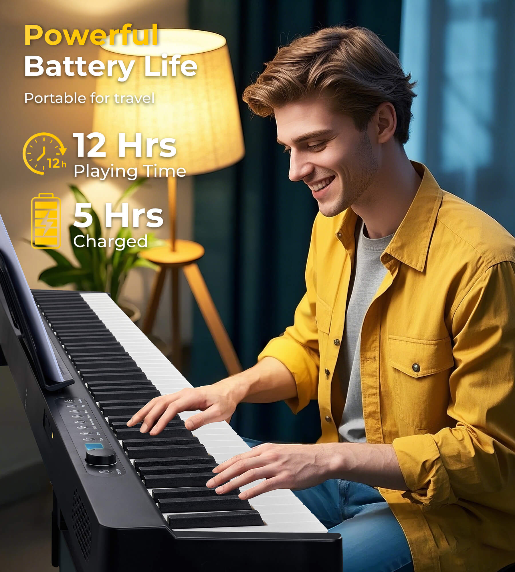Eytse EY800 Folding Piano 88 Key Semi-Weighted Foldable Keyboard