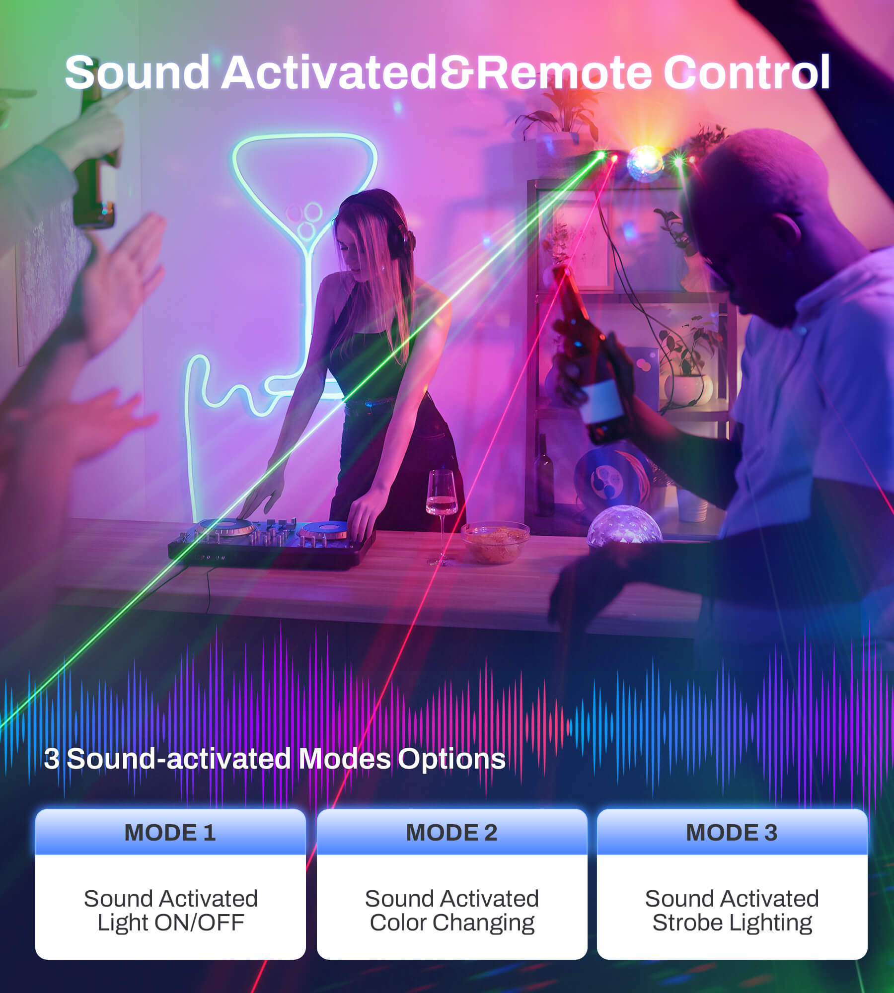 Eytse ‎TC-7009 Party Lights DJ Laser Disco Ball Light with Sound Activ