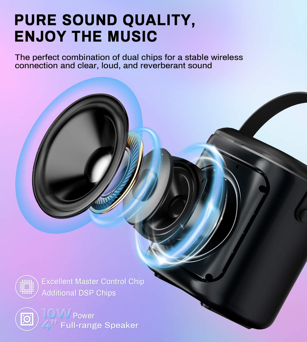 Eytse TK20 Portable Karaoke Machine with 2 Wireless Microphones and Foldable Light Ring