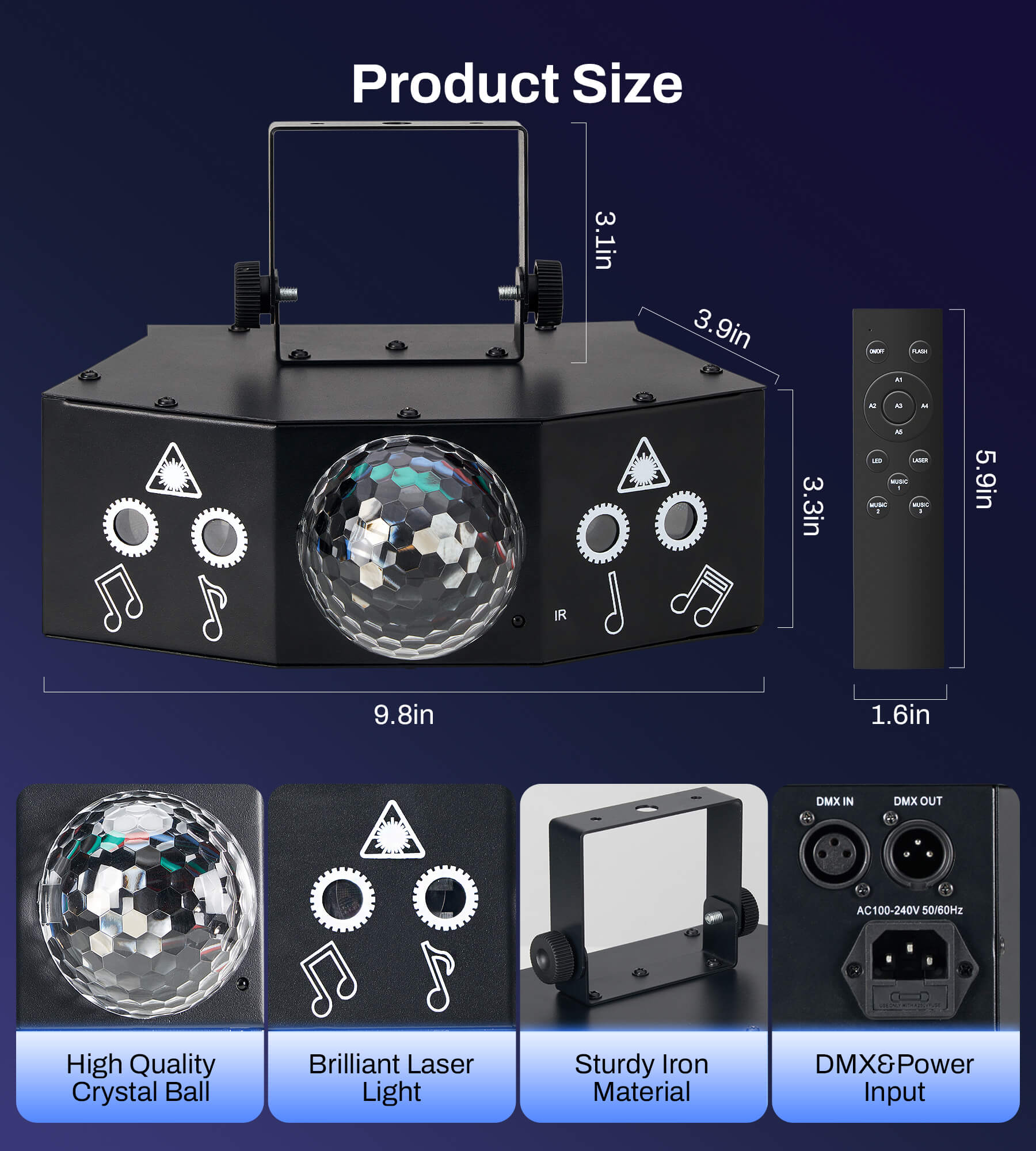 Eytse ‎TC - 7009 Party Lights DJ Laser Disco Ball Light with Sound Activated Support DMX512 - Eytse