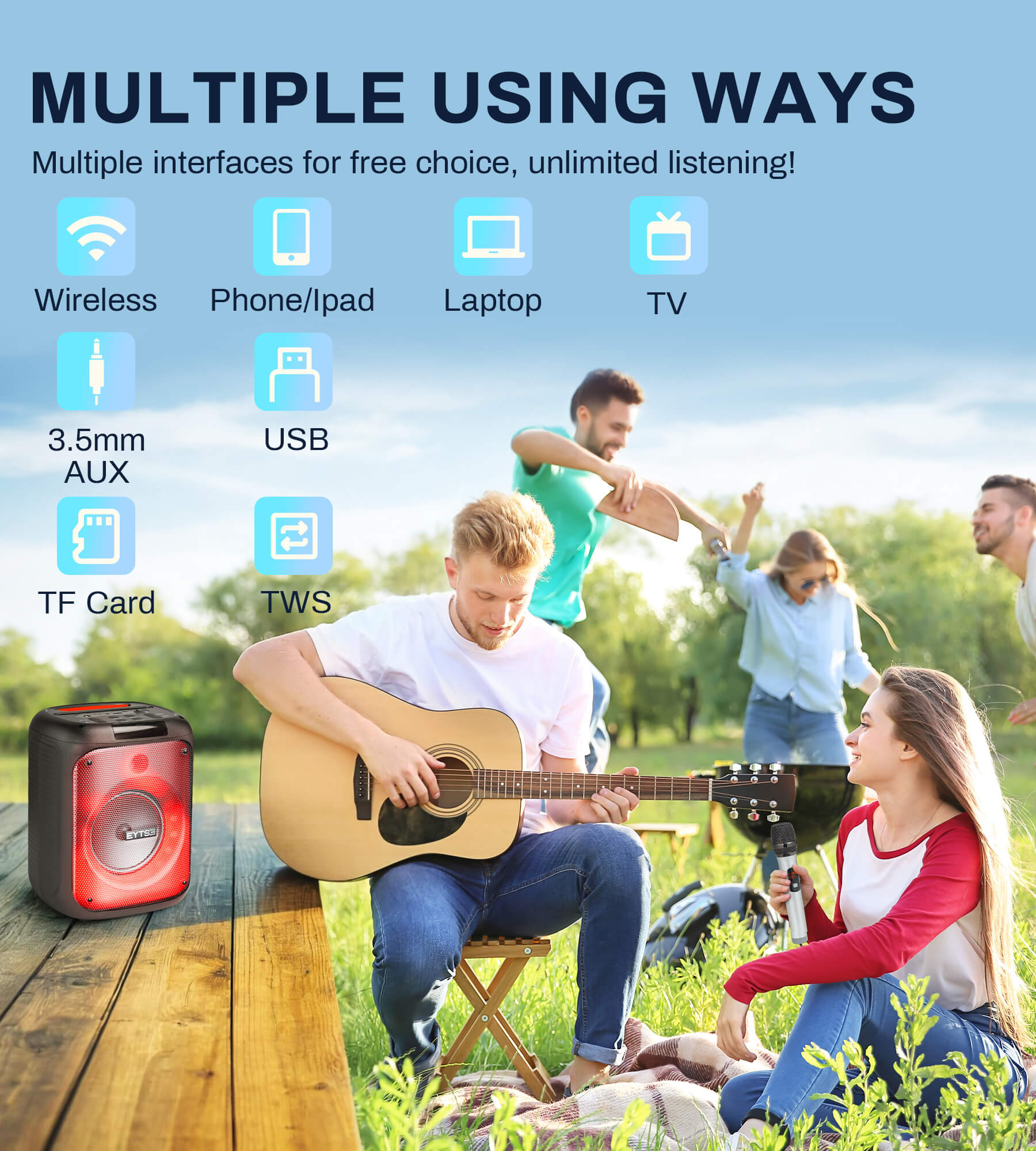 Eytse TK30 Karaoke Machine for Adults with 2 Wireless Microphones - Eytse