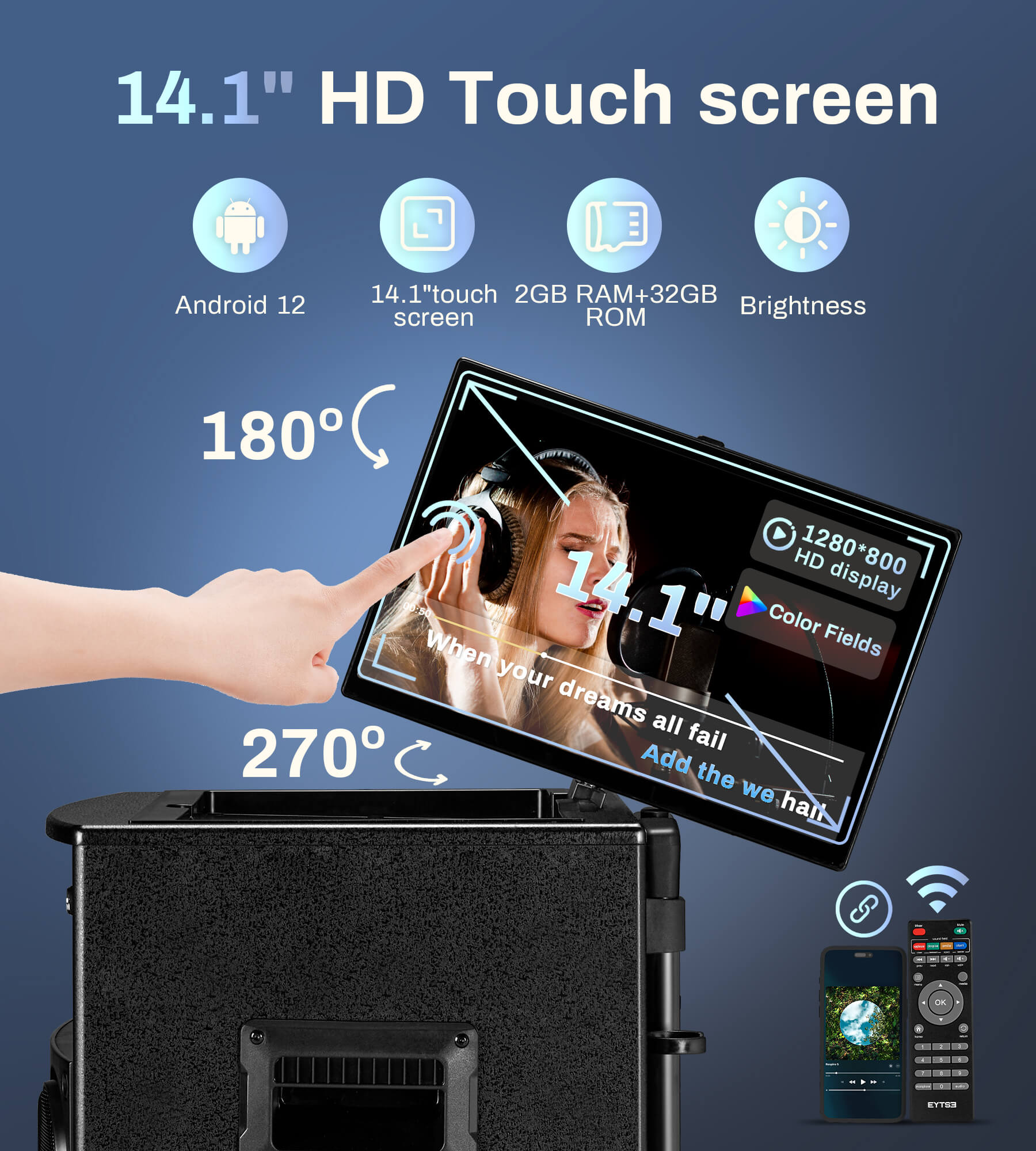 Eytse VK100 Karaoke Machine with Screen - Eytse