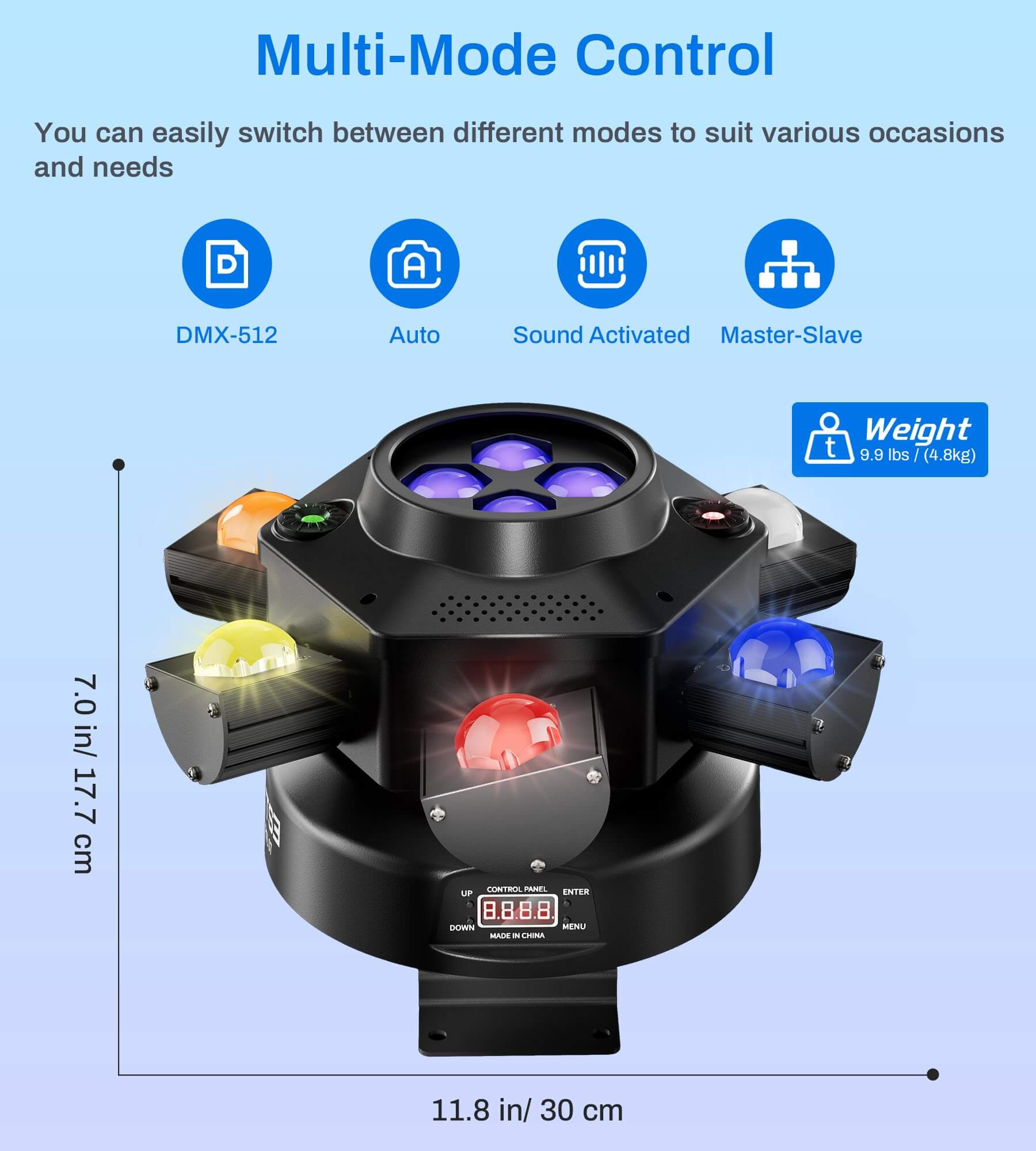 Eytse WRML07 Moving Head DJ Lights, 150W RGBW 4 - in - 1 LED 6 Arms Disco Stage Light with Mixed Lighting Effects - Eytse