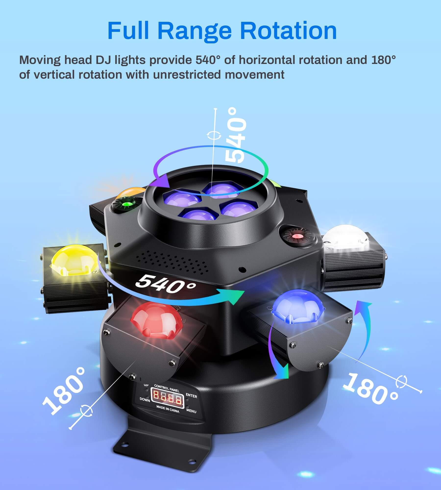 Eytse WRML07 Moving Head DJ Lights, 150W RGBW 4 - in - 1 LED 6 Arms Disco Stage Light with Mixed Lighting Effects - Eytse