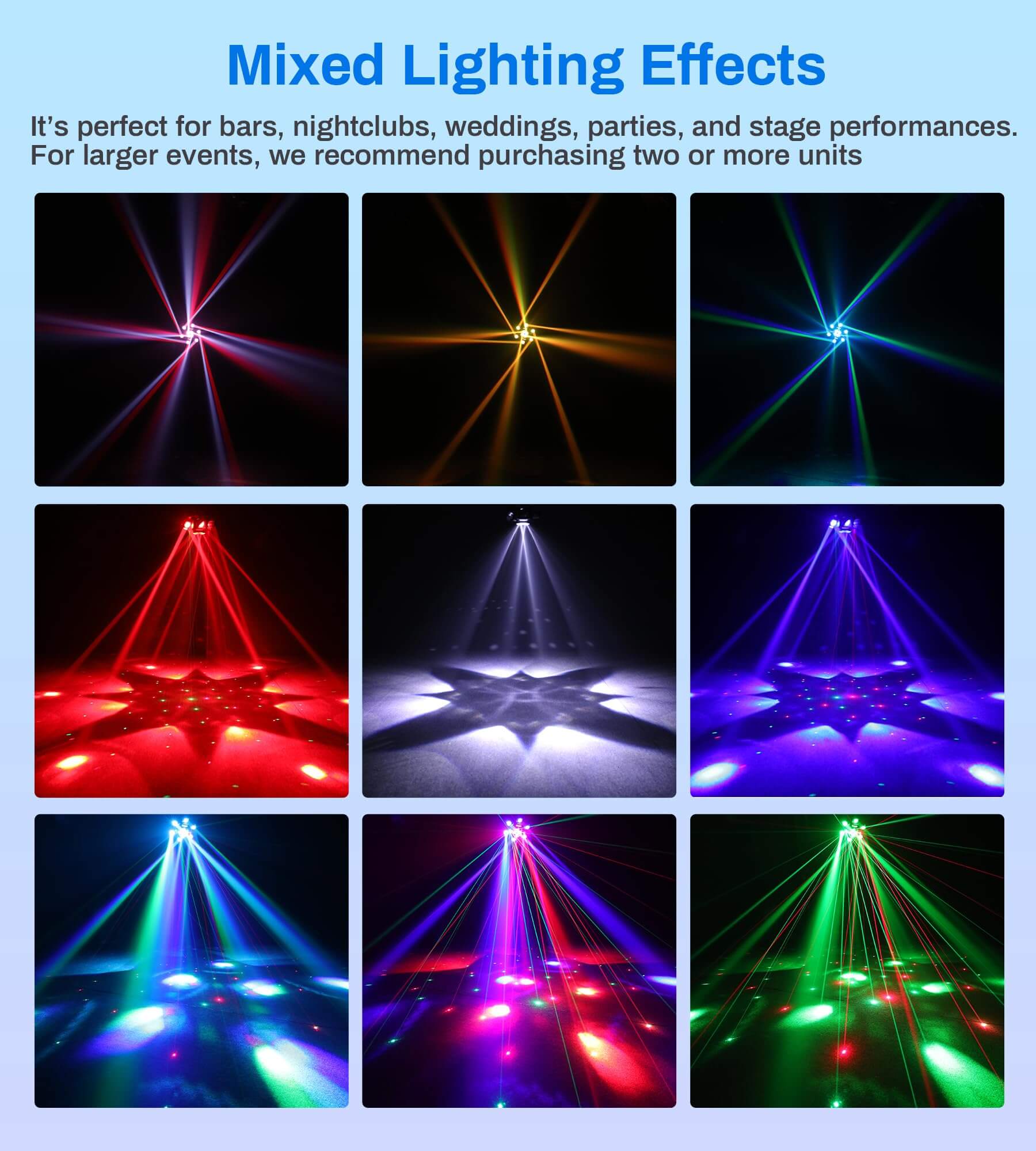 Eytse WRML07 Moving Head DJ Lights, 150W RGBW 4 - in - 1 LED 6 Arms Disco Stage Light with Mixed Lighting Effects - Eytse